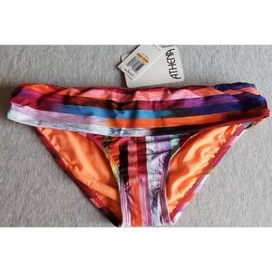 ATHENA MULTI COLOR BANDED PANT BIKINI BOTTOM NWT